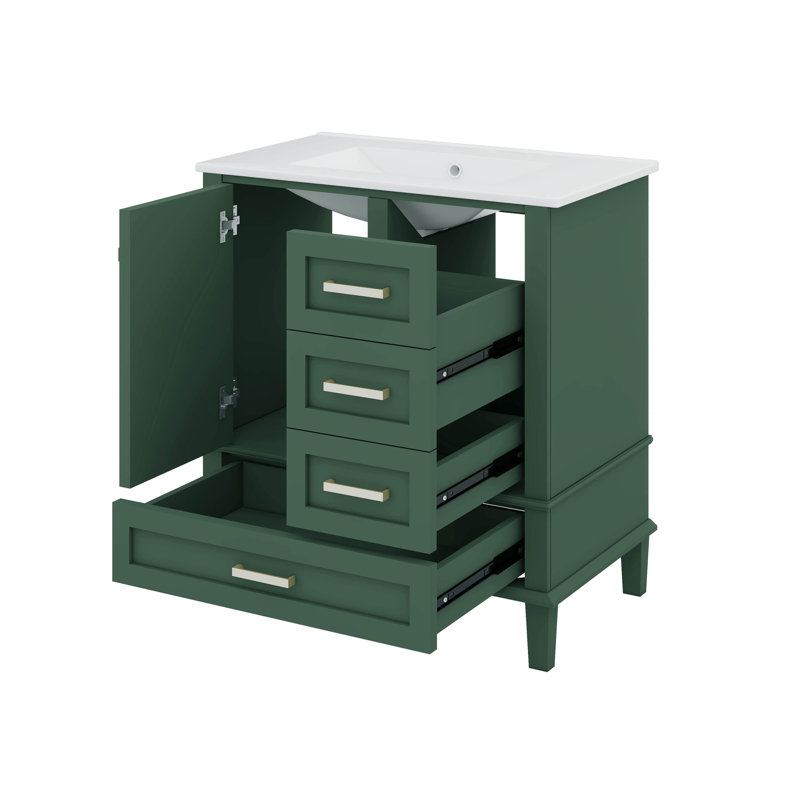 Meuble-lavabo 30 po avec lavabo, meuble-lavabo avec lavabo 30 po, 3 tiroirs, Vert