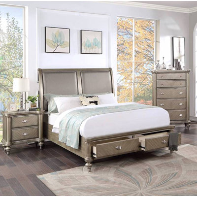 Mionna Vegan Leather Standard Storage Bed