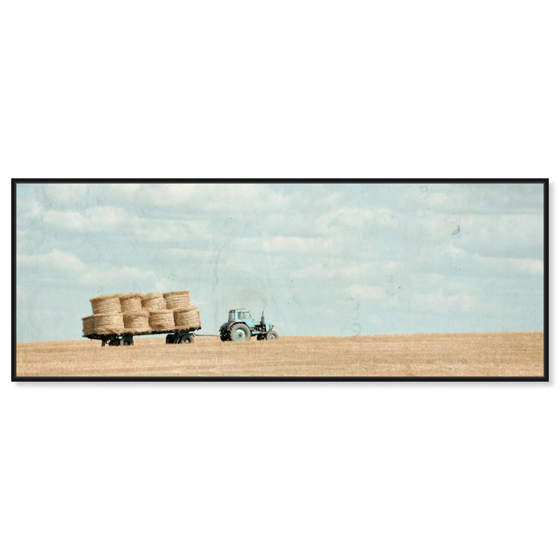 Décoration murale camion panoramique sur toile par Art Remedy, H 21 po x l 55 po, Cadre flottant noir