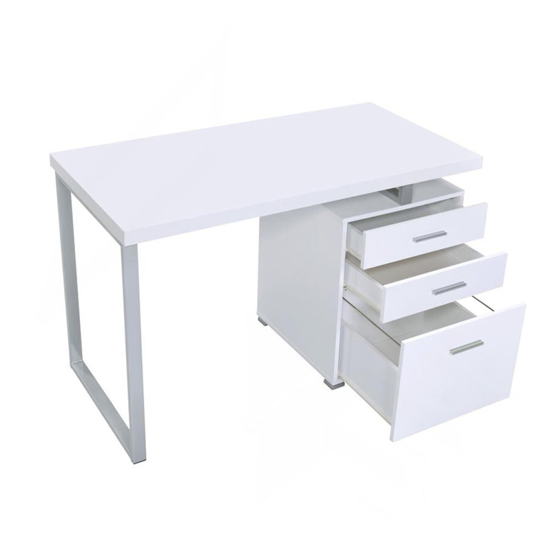 Bureau d'écriture avec 3 tiroirs en blanc