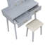 Commode de coiffeuse élégante avec finition grise, miroir éclairé à DEL, 4 tiroirs et tabouret pour une solution de rangement de luxe à finition élégante-131470838