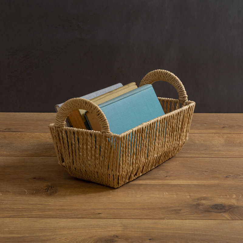 Bay Isle Home Vertical Weave Small Shelf Storage Basket with Round Handles