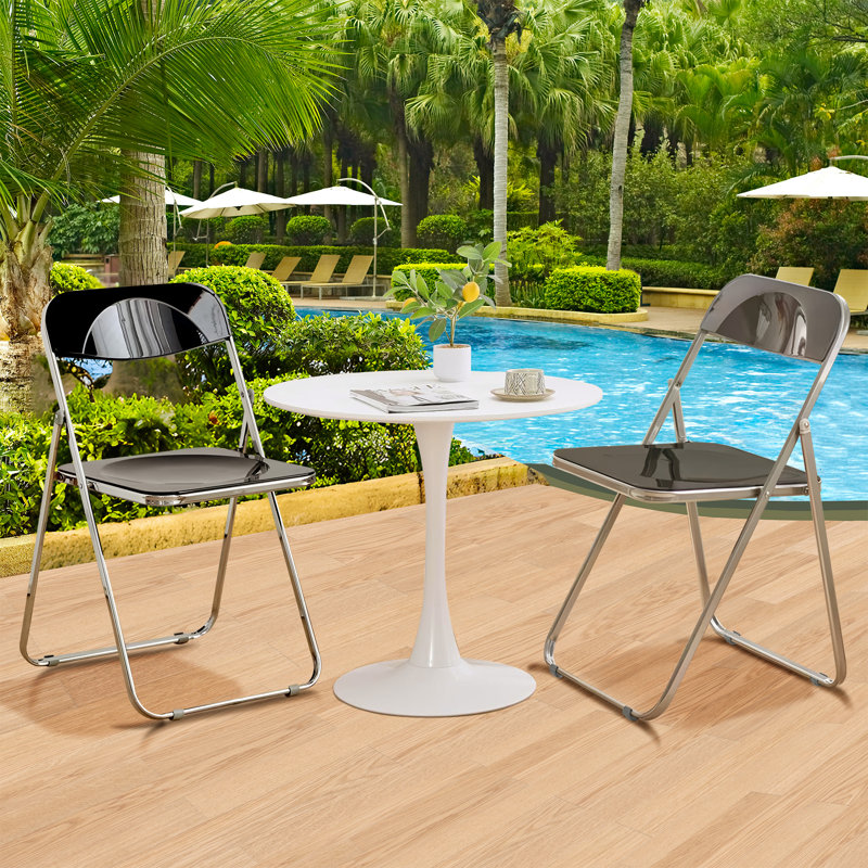 Stackable Folding Chair Folding Chair Set, Black