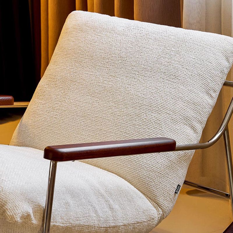 Chaise berçante confortable en chenille amovible, Blanc