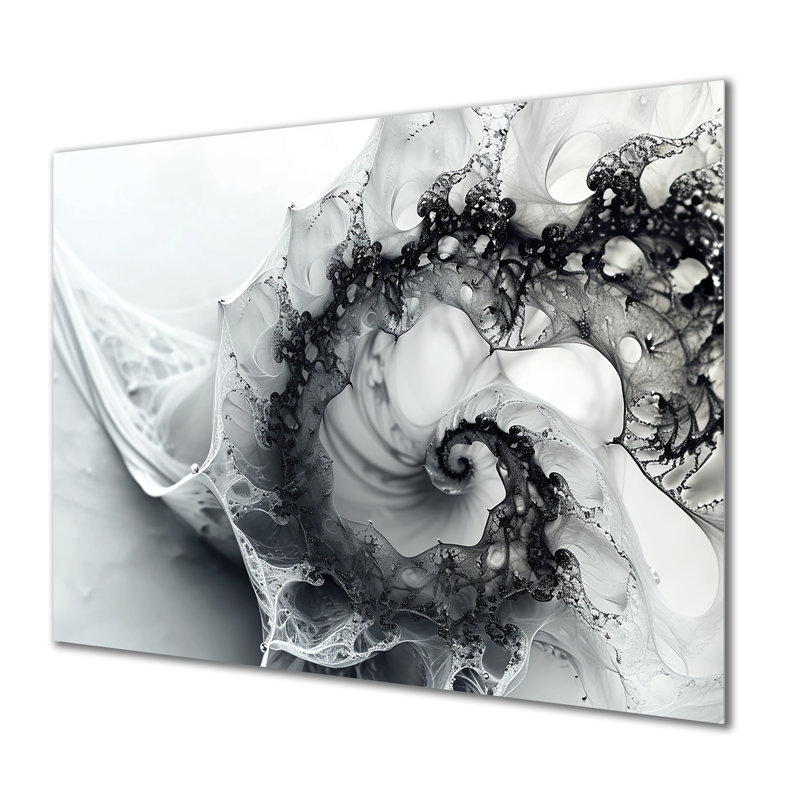 Fractale spirale noire et blanche, Metal, 34" H x 44" W x 1.5" D