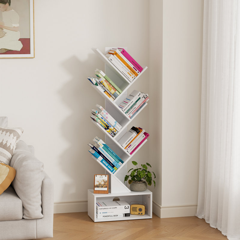 6 Tier Geometric Storage Bookcase, White