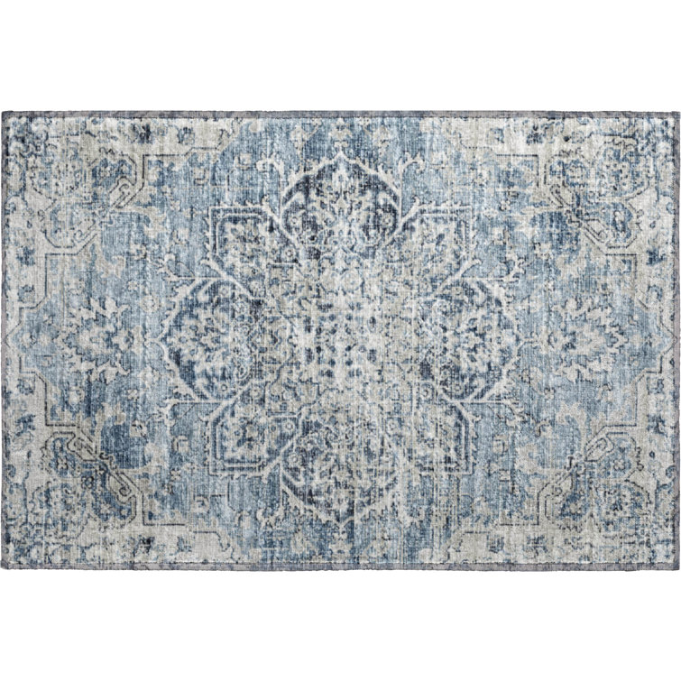 Premium Machine Washable Barayon AMF93 Blue Rug