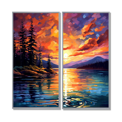Coucher de soleil avec des reflets colorés IV - impressions sur toile côtières 2 panneaux