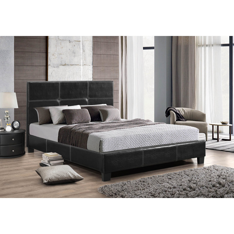 Lit plateforme tapissier Antonyo, Grand, Noir