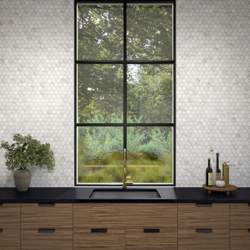 Daltile Eclessia Marble Natural Stone 2-in Hexagon Mosaic Honed (10 PCS Per Carton) (9.70 SQFT Per Carton), Pacifica