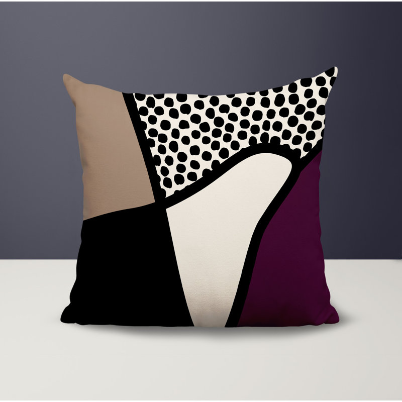 Oreiller carré réversible intérieur / extérieur Vie Abstract, H 17 po x l 17 po, Purple