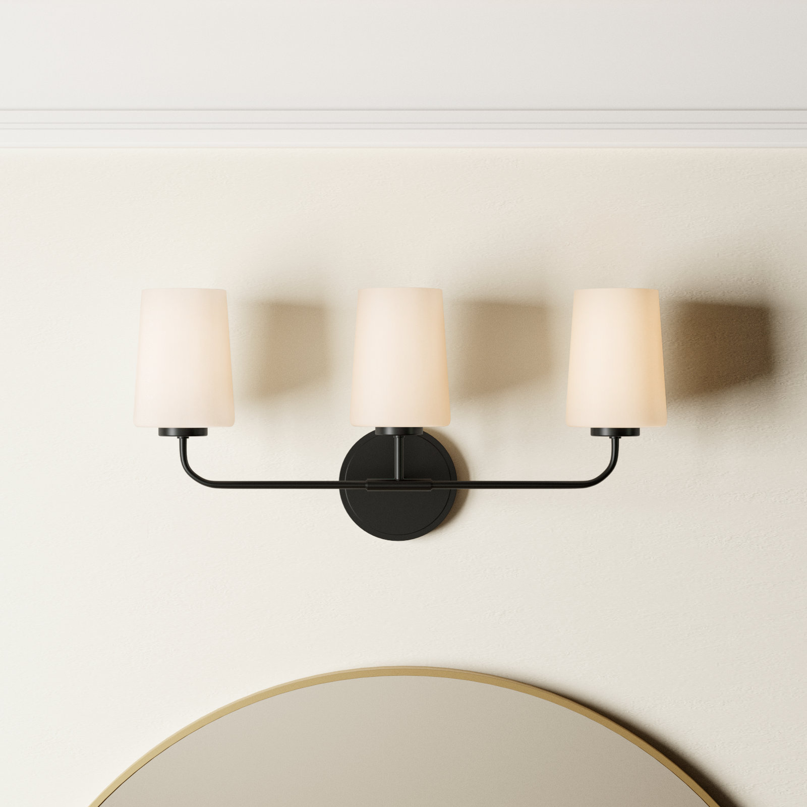 Fitz 3 Light Frosted Dimmable Vanity Light, Black