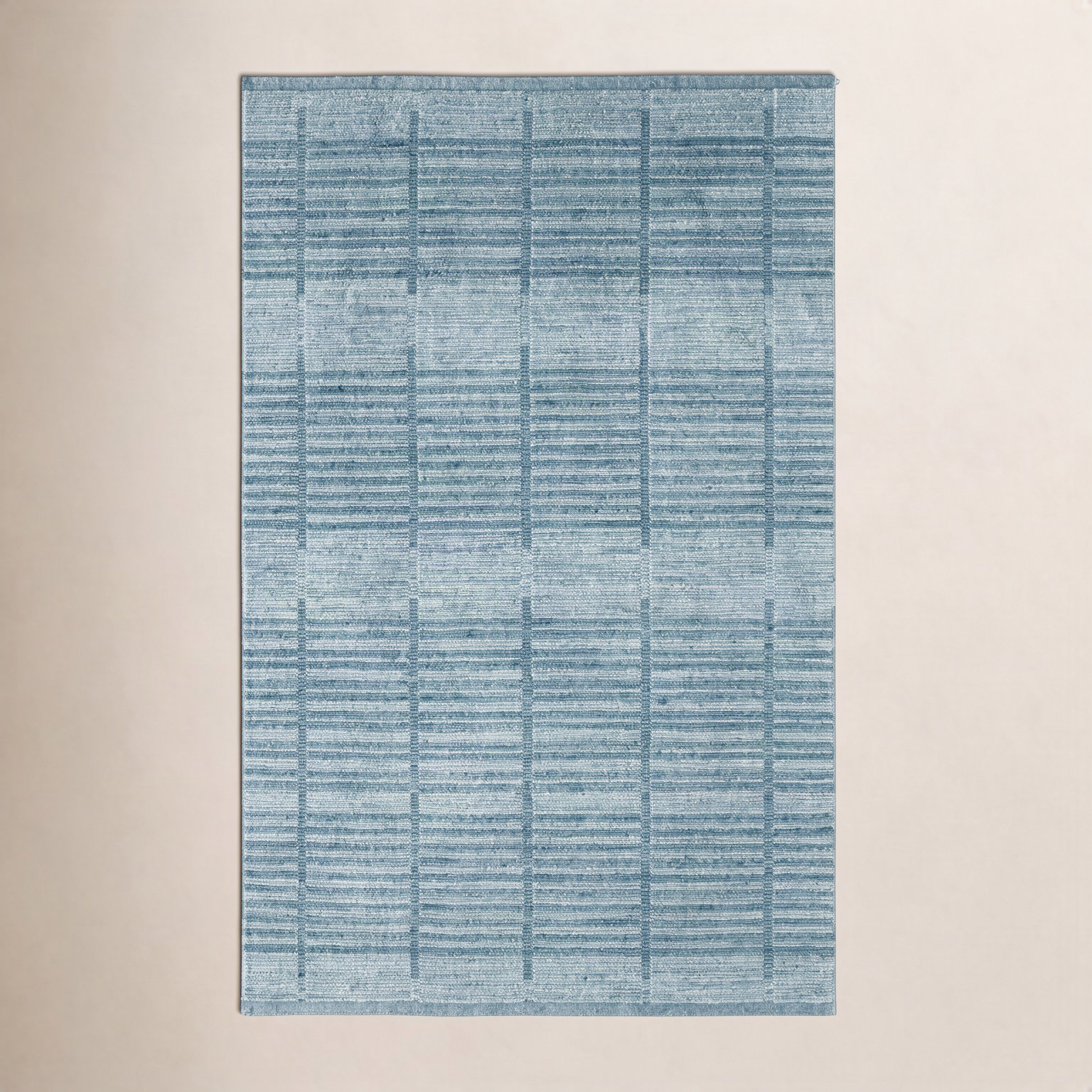 Nona Blue Hand-Woven Geometric Rug, Blue, Rectangle 6' x 9'