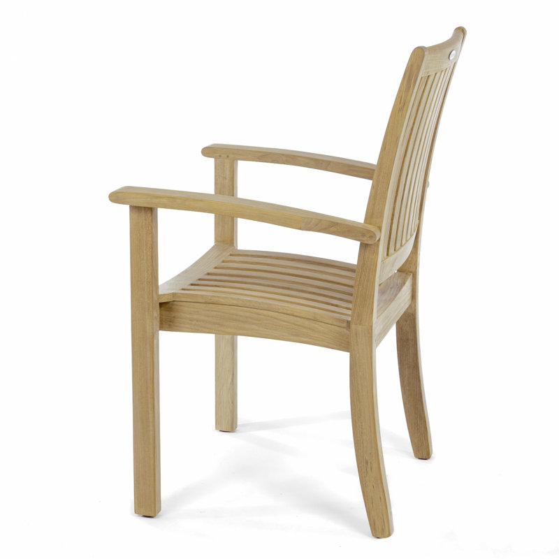 4 pc Stacking Teak Patio Dining Armchair Set