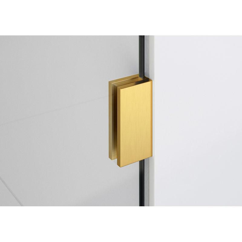 36.5" x 78" Hinged Frameless Shower Door, Satin Brass