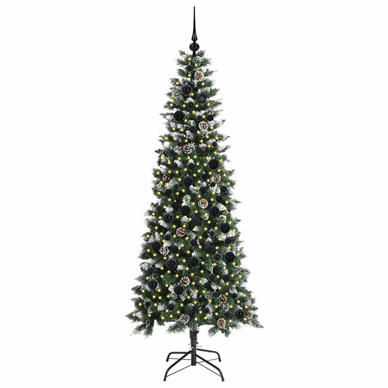 Artificial Christmas Tree with 300 LEDs Green, Black, 6.89' H