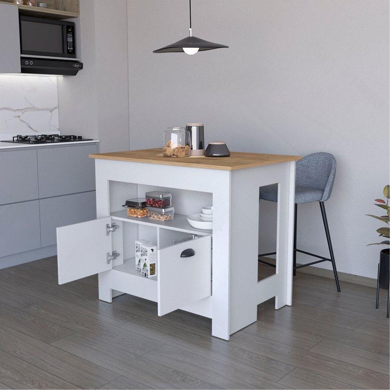 2-Door Kitchen Island, White