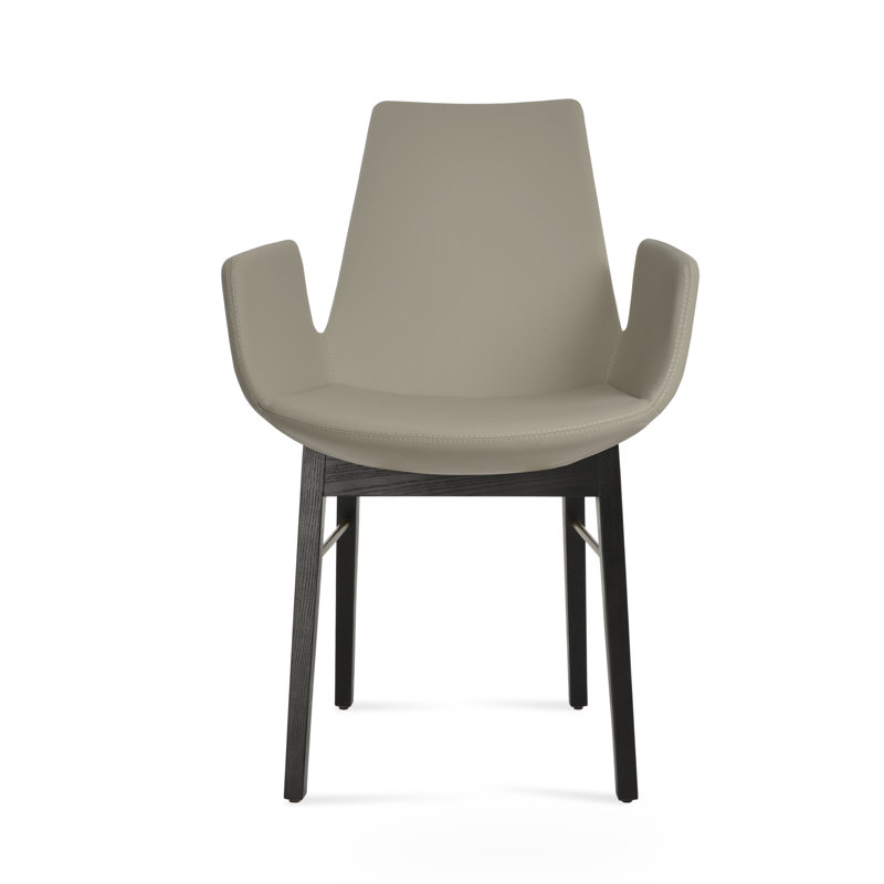 Chaise de salle à manger en bois avec accoudoirs Eiffel, Similicuir os
