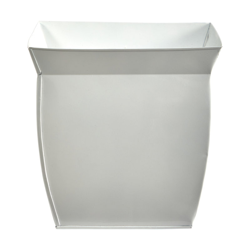 Metal Pot Planter, White, 11.5" H x 11.75" W x 11.75" D
