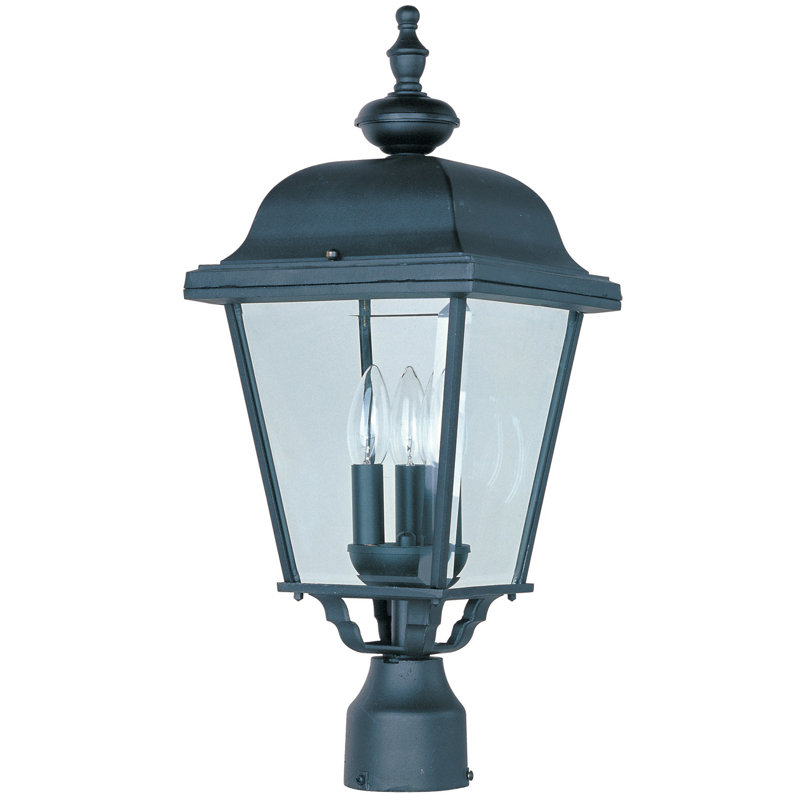 Allegan Stained Glass Lantern Head Post Lantern, Black