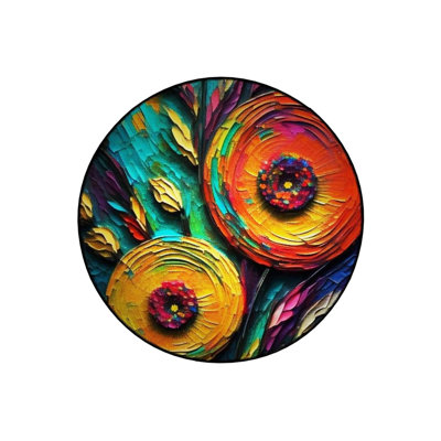 Multicolored Abstract Shapes Detailed Woven Base Modern Decorative Carpet
