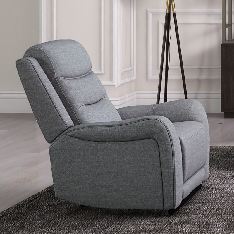 Fauteuil inclinable manuel en mousse haute densité avec accoudoirs à volutes modernes, garniture de siège et siège large pour les salons transitionnels