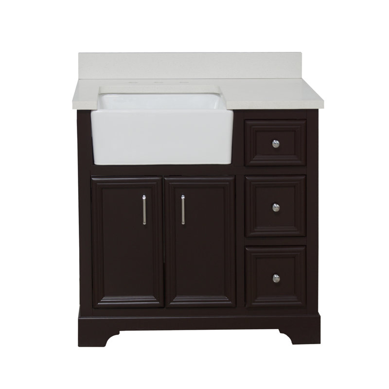 Emiliano 36'' Single Bathroom Vanity with Top, Quartz, Chocolate