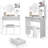 17" Round Led Vanity Table, Touch Switch, 3 - Color , Soft Cushioned Stool, Multi Layer Storage, Small Living Spaces, American Style, White Dressing Mirror Cushion Large Desktop, High Capacity