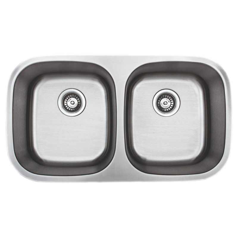Évier de cuisine à double cuve encastré l 33 po x l 18 po avec souches et grilles de panier Craftsmen Series