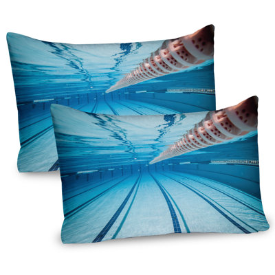 Ambesonne Hobby Pillow Sham 2 Pack Swimming Pool Sports View Sky Blue