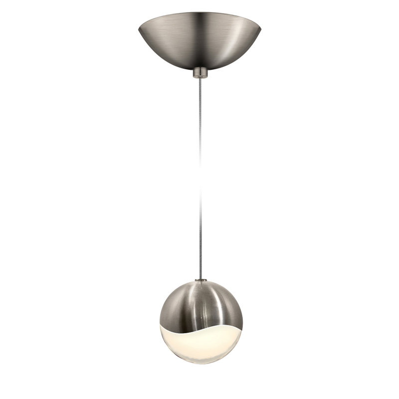 Grapes 1 - Light LED Pendant, 3.25" H x 3.25" W x 3.25" D, White, Satin Nickel
