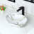 Davivy 16.3"x13.4" White Marbling Bathroom Vessel Sink With Pop Up Drain Oval Vessel Sinks Above Counter