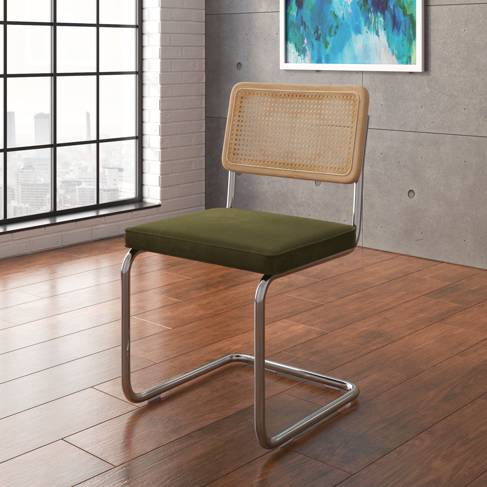 Walsh Velvet Dining Chair, Olive