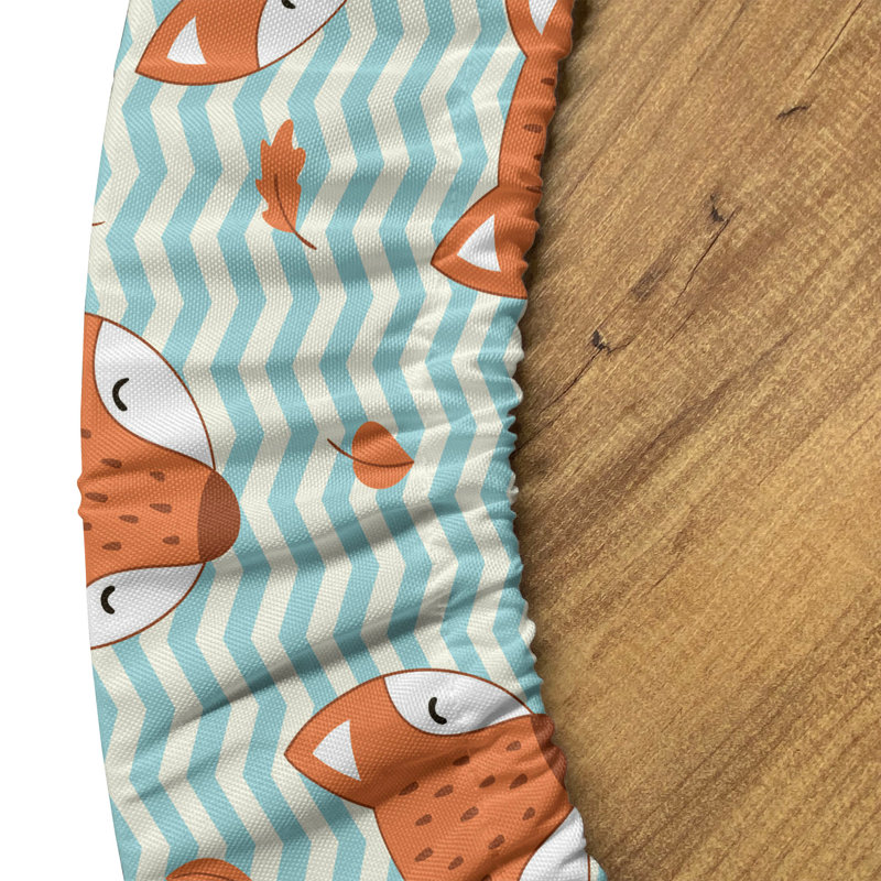 East Urban Home Cartoon Fitted Round Tablecloth Pale Blue Cinnamon 115787, 47.24'' Round