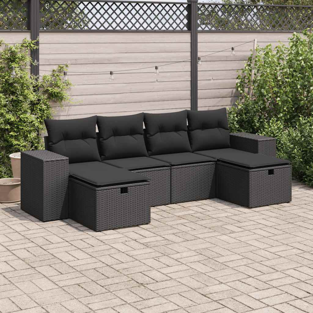 Vidaxl 6-Tlg. Garten-Sofagarnitur Mit Kissen Grau Poly Rattan