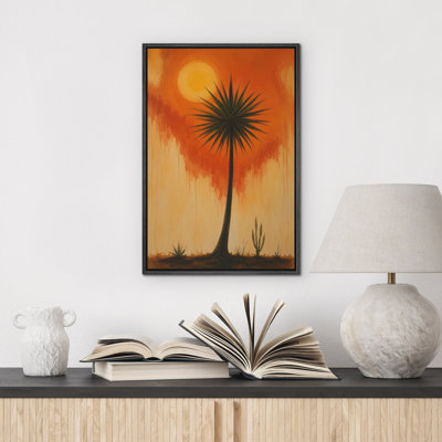 Arbre de pin japonais paysage de brume, reproduction d'art sur toile encadrée