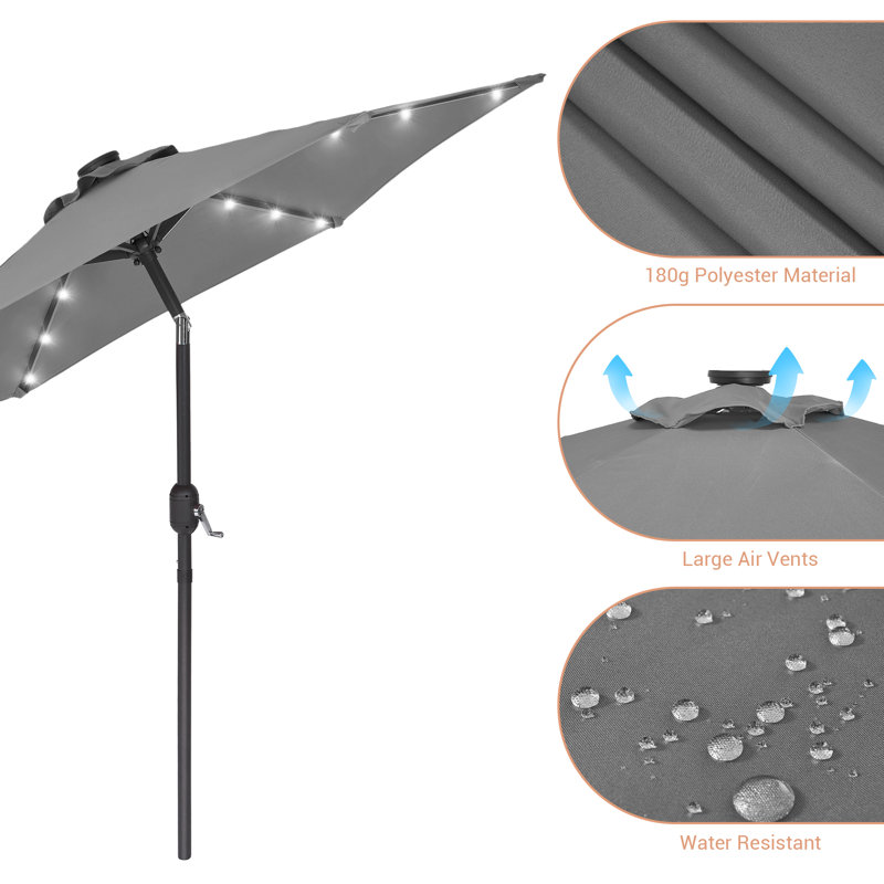 Parasol de marché éclairé 90 po Scheibe, Gris anthracite