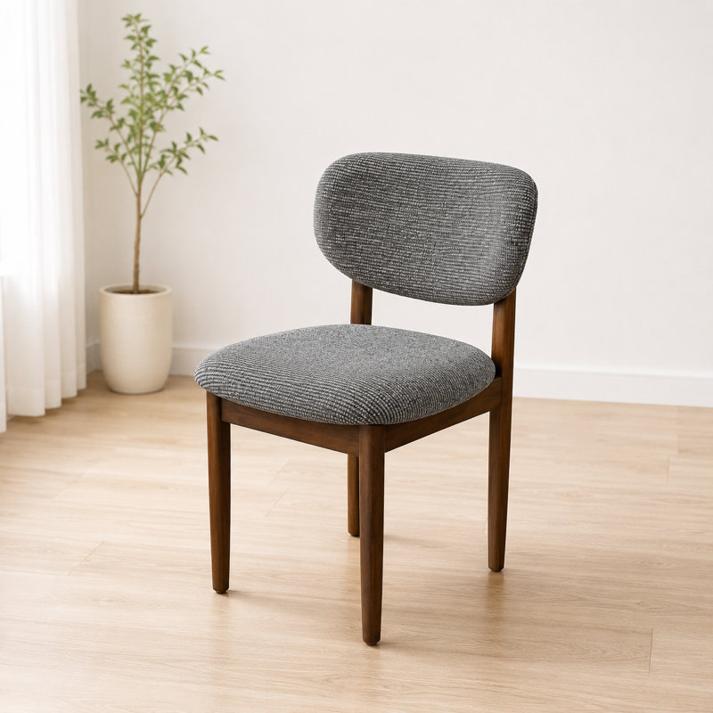 Chaise d'appoint rembourrée en bois massif, Gris