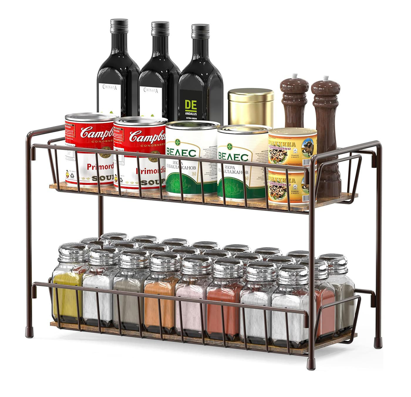 17 Stories 2-Tier Bronze Countertop Spice Rack - Kitchen Spice ...