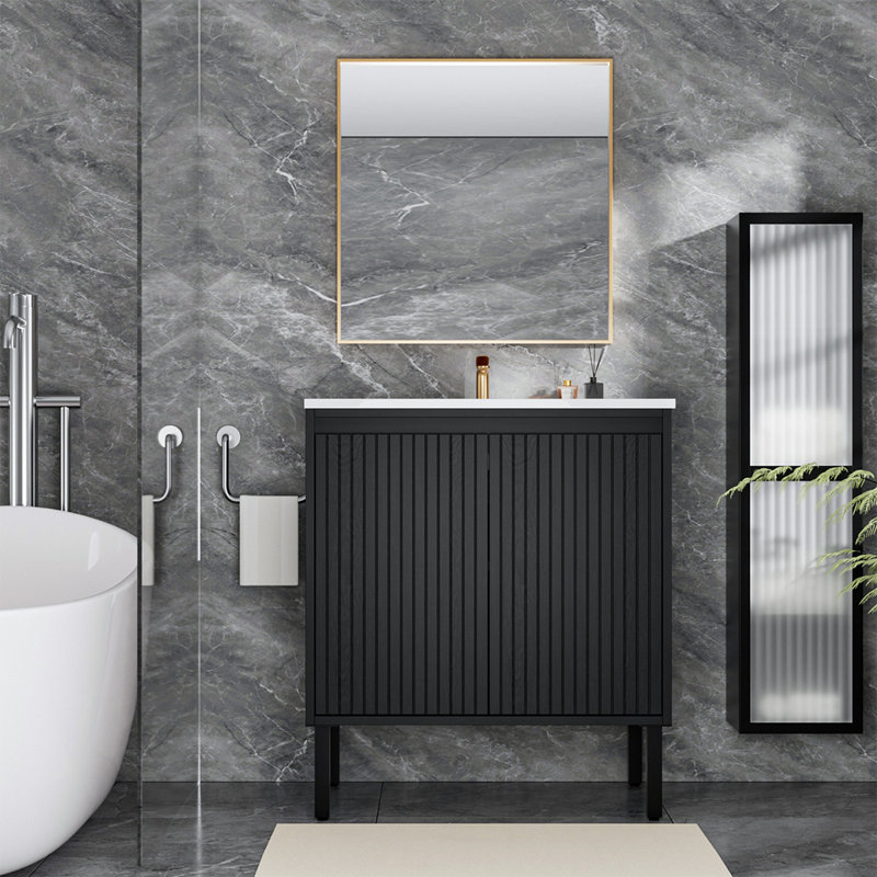 Meuble-lavabo 30 po sans lavabo, 30", Noir mat