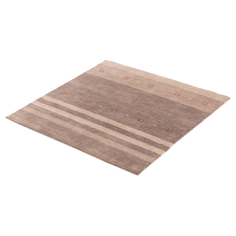 Tapis carré gris rayé en laine noué à la main Frederigo