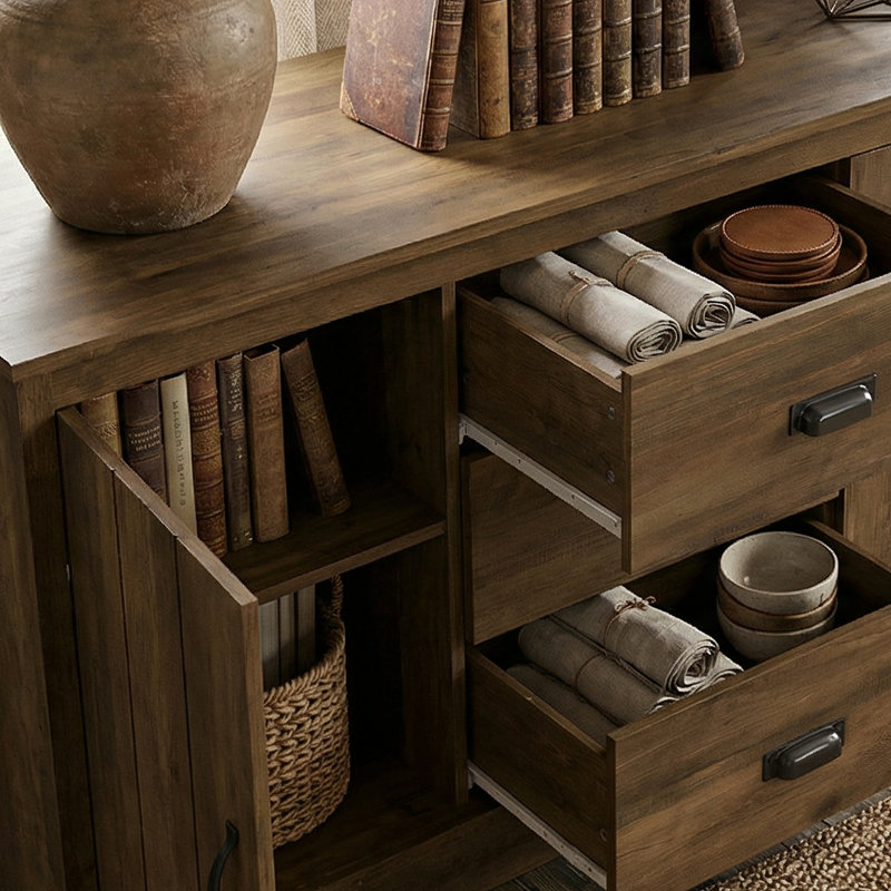 Bristol Wide 2 Door 3 Drawer Sideboard, Knotty Oak