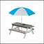 Table de pique-nique en bois pour enfants avec jeu de sable et d'eau, parasol réglable et assemblage facile pour le plaisir en plein air