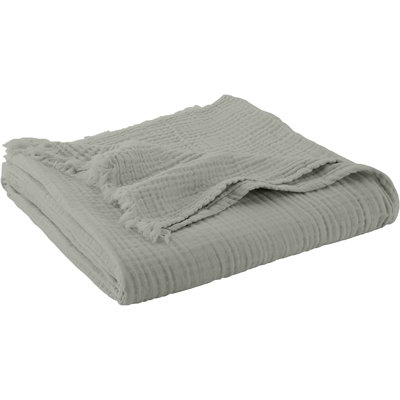 Jeté 100% coton mousseline Whisper Organics - GOTS et certifié Fairtrade Organic - Jeté léger respirant 4 couches - Doux coton pré-lavé toutes saisons (gris, 60 x 80)