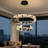 Modern Elegant Black 2 Ring Crystal Chandelier for Dining Room Dimmable 2700k-6000k