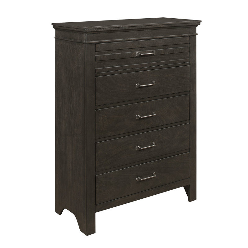 Commode 5 tiroirs Brendis, Gris anthracite