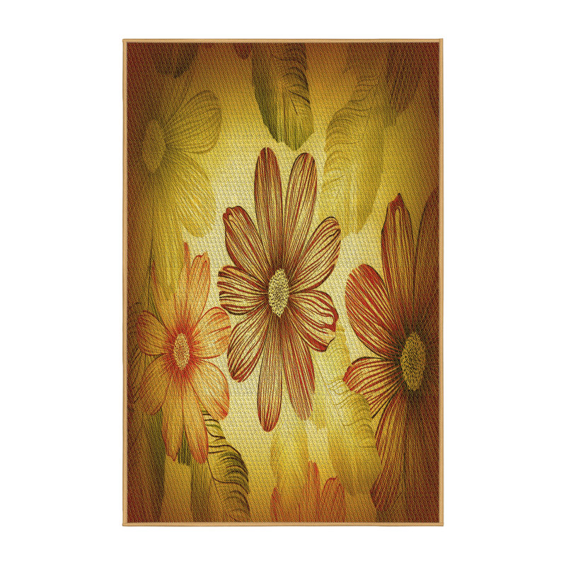 Tapis jaune en laine florale levasseur, Rectangle 5 pi x 8 pi
