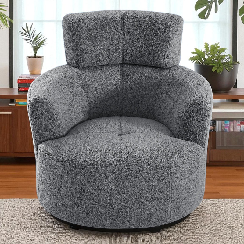 Fauteuil demi-tonneau rembourré et pivotant, Gris