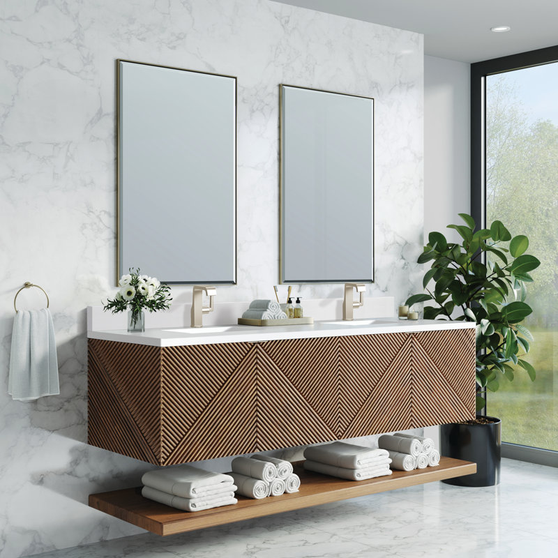 Marcello 72'' W Double Vanity, White Zeus, Single-Hole