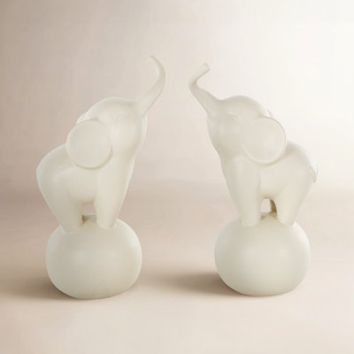 Ceramic Trumpeting Elephant Sculpture